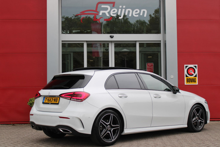 Mercedes-Benz A-Klasse 180 136PK AUTOMAAT AMG LINE | STERRENHEMEL! | PANORAMISCH SCHUIF/KANTEL DAK | SFEER VERLICHTING | NAVIGATIE | ACHTERUITRIJ CAMERA | PARKEERSENSOREN VOOR EN ACHTER | HIGH PERFORMANCE LED KOPLAMPEN | STOEL VERWARMING | KEYLESS - GO | SPIEGEL PAKKET | NIGHT PAKKET | LICHTMETALEN VELGEN 18" | EERSTE EIGENAAR! |