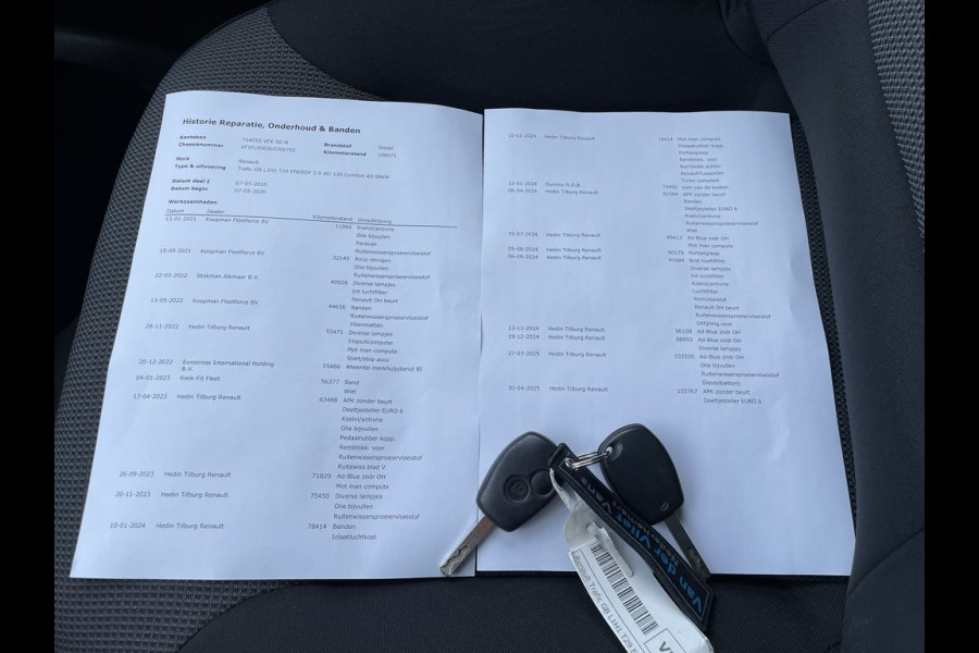 Renault Trafic 2.0 dCi 120pk E6 Comfort Lease €238 p/m Airco, Navi, PDC, Bedrijfswageninrichting, Trekhaak, Imperiaal, Cruise controle, onderhoudshistorie aanwezig