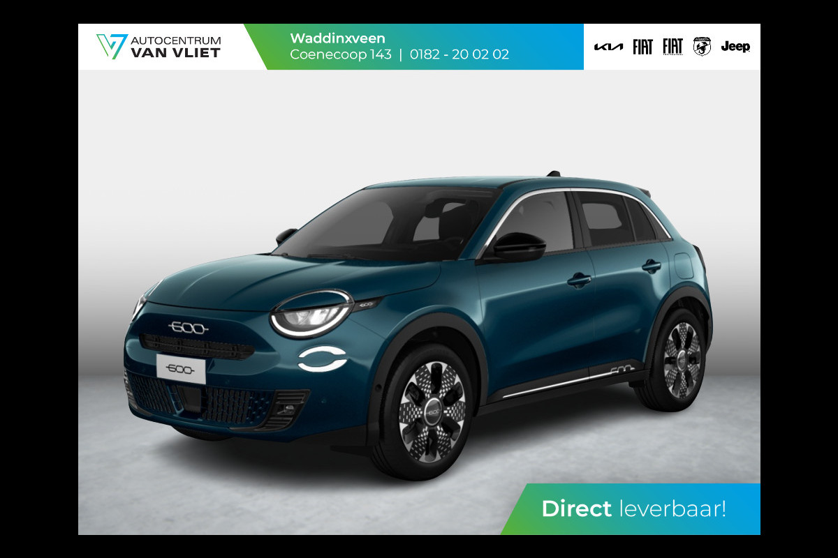 Fiat 600 1.2 Hybrid 145pk La Prima | Clima | Adapt. Cruise | Camera | BSM | 18" | Stoelverwarming | Apple Carplay | Elektr. A-Klep Fiat 600 1.2 Hybrid 145pk La Prima | Clima | Adapt. Cruise | Camera | BSM | 18" | Stoelverwarming | Apple Carplay | Elektr. A-Klep