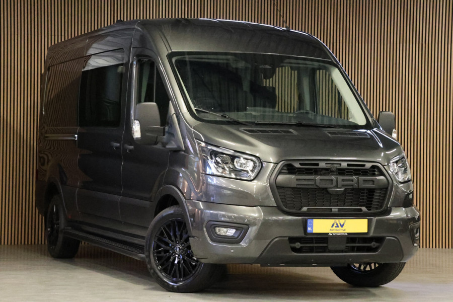 Ford Transit 350 2.0 TDCI L3H2 165PK AUT Limited DC | 7-Zitter | L+R Schuifdeur | 360 Camera | ACC | Navigatie | Bi-Xenon | Lane assist | BLIS | CarPlay | Trekhaak | Dubbel Cabine | Facelift model MY2025