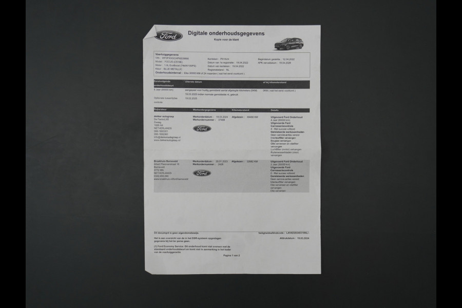 Ford FOCUS Wagon T100PK Navi Apple Carplay Android Connected Airco Cruise Control Keyless Led Lane Assist PDC TPMS Lmv EasyFold DAB Rijstrooksensor met correctie Wifi Bluetooth Connected services A-label EURO6 Origin.NLse auto