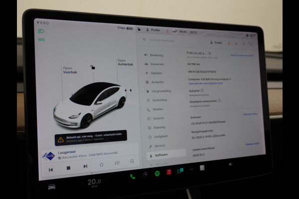 Tesla Model 3 RWD SR+ 60kWh 325PK FSD 3-Computer 18" AutoPilot Leder PanoDak Adaptive-Cruise Lmv Camera's Elektr.-Stuur+Stoelen+Spiegels+Geheu Navi LED Comfortstoelen ACC DAB Voorverwarmen interieur via App Keyless via Telefoonsleutel One-Pedal-Drive Origineel Nederlandse auto tot 11kw laden thuis! 1.584kg licht! Accu Garantie tot 31-03-2028/160.000km