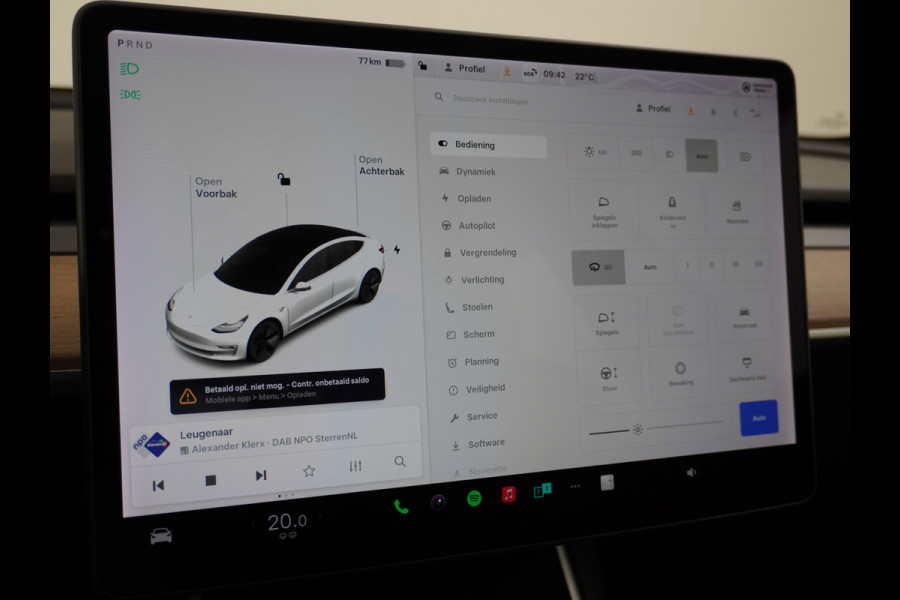 Tesla Model 3 RWD SR+ 60kWh 325PK FSD 3-Computer 18" AutoPilot Leder PanoDak Adaptive-Cruise Lmv Camera's Elektr.-Stuur+Stoelen+Spiegels+Geheu Navi LED Comfortstoelen ACC DAB Voorverwarmen interieur via App Keyless via Telefoonsleutel One-Pedal-Drive Origineel Nederlandse auto tot 11kw laden thuis! 1.584kg licht! Accu Garantie tot 31-03-2028/160.000km