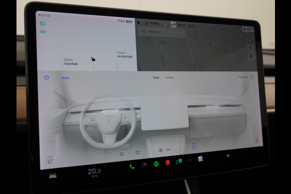 Tesla Model 3 RWD SR+ 60kWh 325PK FSD 3-Computer 18" AutoPilot Leder PanoDak Adaptive-Cruise Lmv Camera's Elektr.-Stuur+Stoelen+Spiegels+Geheu Navi LED Comfortstoelen ACC DAB Voorverwarmen interieur via App Keyless via Telefoonsleutel One-Pedal-Drive Origineel Nederlandse auto tot 11kw laden thuis! 1.584kg licht! Accu Garantie tot 31-03-2028/160.000km