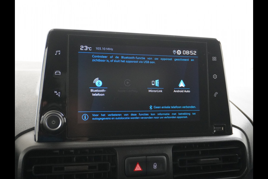 Peugeot Partner 1.5 BlueHDI Premium Euro 6 Navi PDC Apple Carplay Android Mirror-Link Airco Cruise Control Bluetooth Led PDC Connected services Betonplex Lat om Lat betimmering Schuifdeur Wifi 1e Eigenaar Euro 6