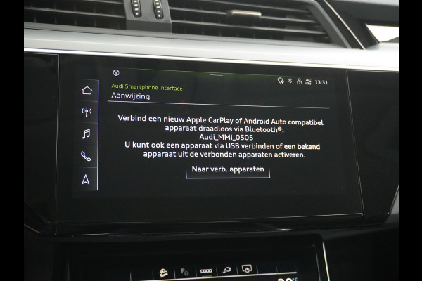 Audi e-tron 55 Quattro 408pk 95kWh Luchtvering Adaptive-Cruise Apple Carplay Android Trekhaak Elektr.Stoel+Leder+Verwarmd+Geheugen Lmv 21" C Keyless Audi sound system Lane-Assist Audi-smartphone-interface Rijstrooksensor Wifi Fase 3 Laden Origineel Nederlandse auto Nieuwprijs €90.527,-