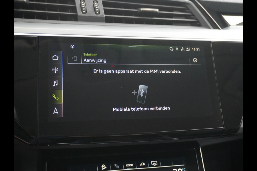 Audi e-tron 55 Quattro 408pk 95kWh Luchtvering Adaptive-Cruise Apple Carplay Android Trekhaak Elektr.Stoel+Leder+Verwarmd+Geheugen Lmv 21" C Keyless Audi sound system Lane-Assist Audi-smartphone-interface Rijstrooksensor Wifi Fase 3 Laden Origineel Nederlandse auto Nieuwprijs €90.527,-