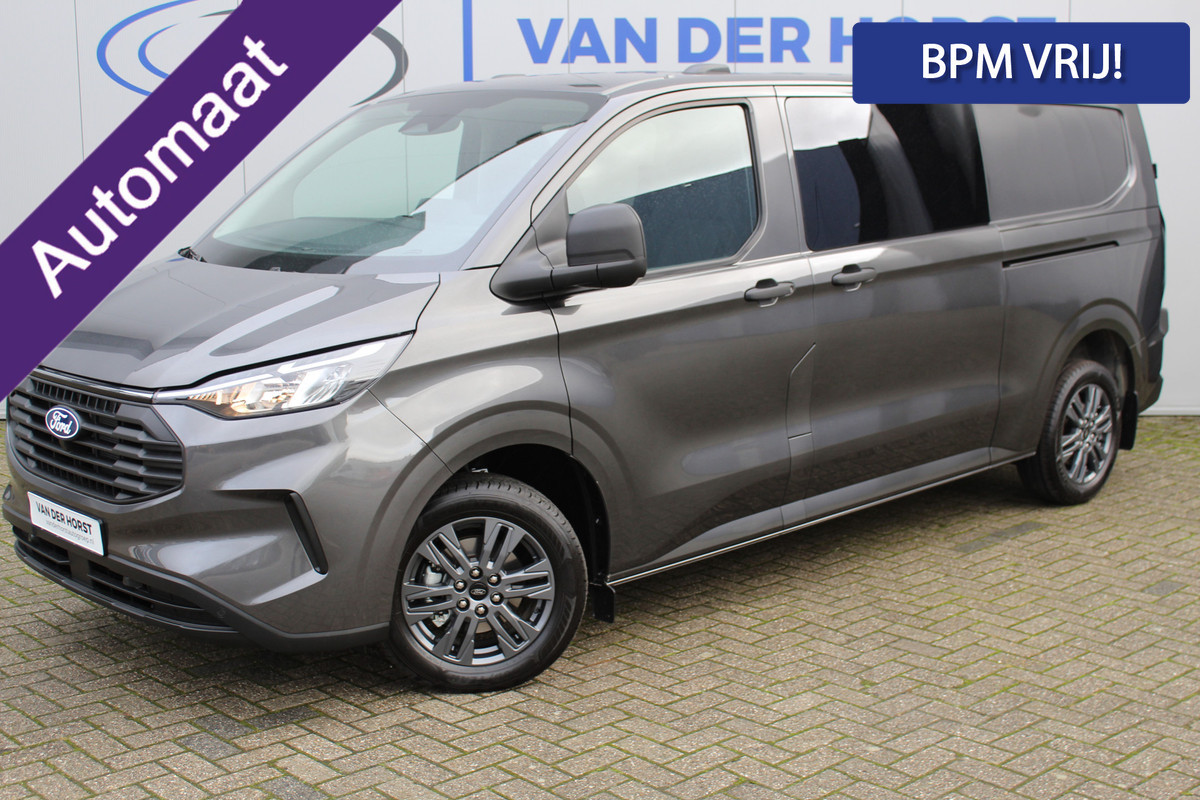 Ford Transit Custom 320 2.0-170pk TDCI L2H1 Trend DUBBELE CABINE ! AUTOMAAT ! Kijk eens... één van de eerste Customs met dubbele cabine... wát een ruimte, wát een comfort ! Volautm. airco, stoel-, stuur-, spiegel- en voorraamverw., LM wielen, metallic lak, cruise cntrl etc. Ford Transit Custom 320 2.0-170pk TDCI L2H1 Trend DUBBELE CABINE ! AUTOMAAT ! Kijk eens... één van de eerste Customs met dubbele cabine... wát een ruimte, wát een comfort ! Volautm. airco, stoel-, stuur-, spiegel- en voorraamverw., LM wielen, metallic lak, cruise cntrl etc.