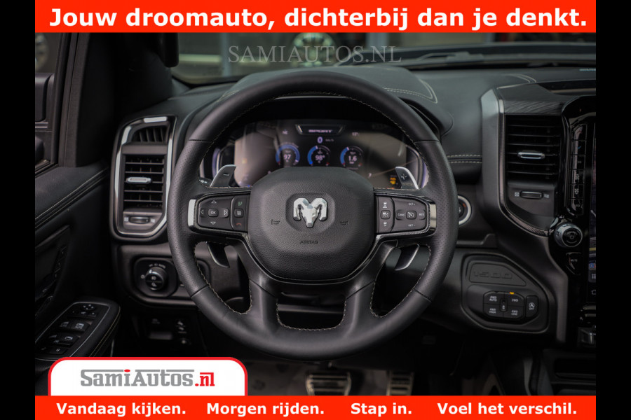 Dodge Ram 1500 GT EDITION | 5.7 V8 HEMI | VIRTUAL COCKPIT | HEAD-UP | ADAPTIVE CRUISE | 360 CAMERA | TRX PACK | Comfortabele Dubbele Cabine met Royale 5 Zitplaatsen | BPM vrij BPM vrij | Nu Leverbaar uit Voorraad | Voorraad Nr 2436