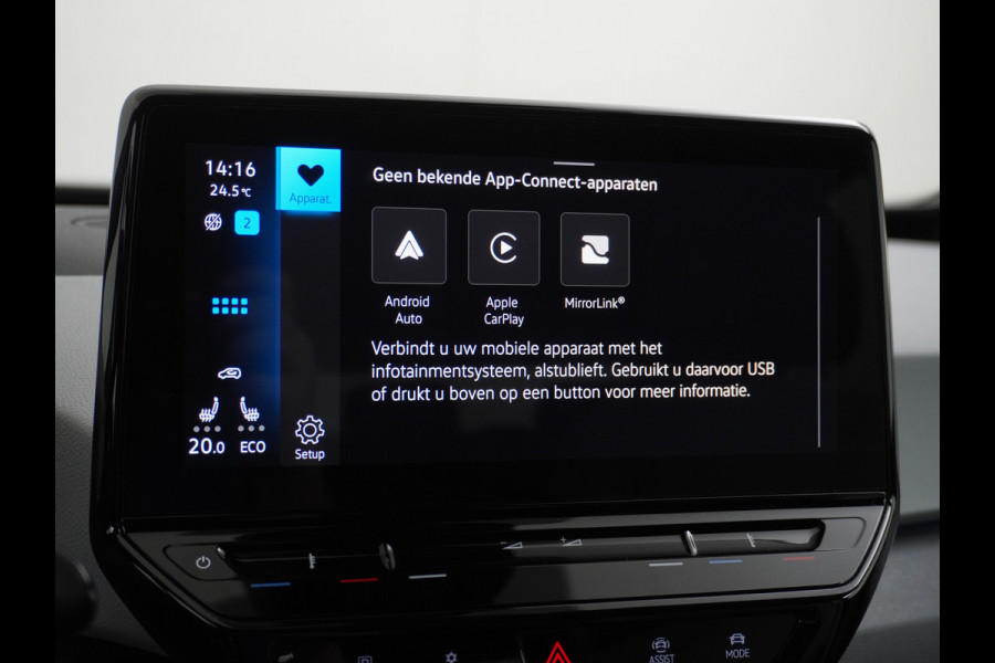 Volkswagen ID.3 58kWh 204PK First Navi Adapt.Cruise Control Pdc Apple Carplay Android Navi Ecc Led Stoel-Stuurverwarming DAB Keyless Advanced Lmv Bluetooth Regensensor Rijstrooksensor Verkeersbord detectie Mirrorlink Grootste accu Garantie t/m 22-12-2028