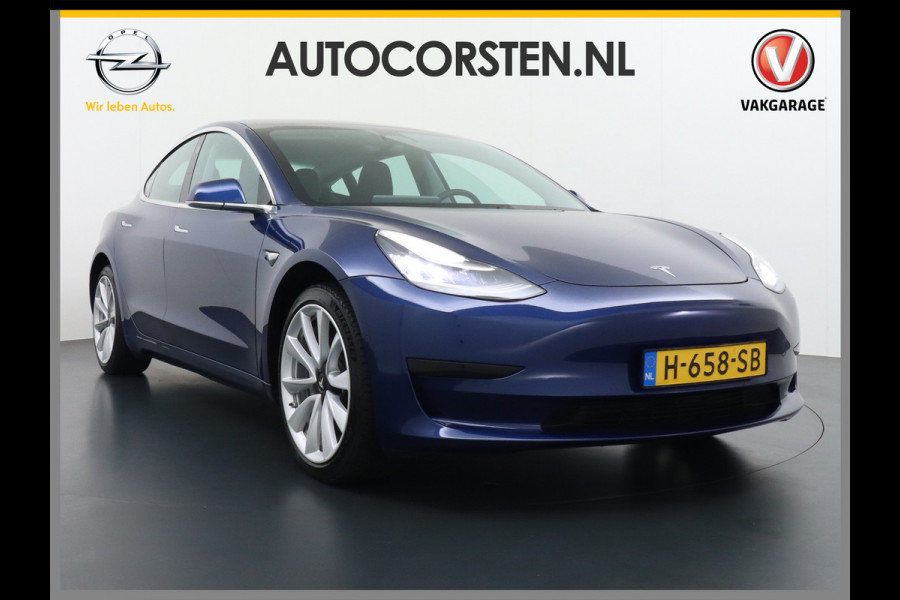 Tesla Model 3 RWD SR+ 60kWh 325PK FSD 3-Computer 18" AutoPilot Leder PanoDak Adaptive-Cruise Lmv Camera's Elektr.-Stuur+Stoelen+Spiegels+Geheu Navi LED Comfortstoelen ACC DAB Voorverwarmen interieur via App Keyless via Telefoonsleutel One-Pedal-Drive Origineel Nederlandse auto tot 11kw laden thuis! 1.584kg licht! Accu Garantie tot 02-06-2028/160.000km