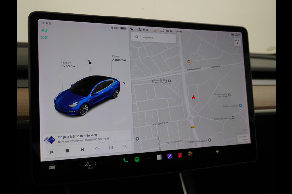 Tesla Model 3 RWD SR+ 60kWh 325PK FSD 3-Computer 18" AutoPilot Leder PanoDak Adaptive-Cruise Lmv Camera's Elektr.-Stuur+Stoelen+Spiegels+Geheu Navi LED Comfortstoelen ACC DAB Voorverwarmen interieur via App Keyless via Telefoonsleutel One-Pedal-Drive Origineel Nederlandse auto tot 11kw laden thuis! 1.584kg licht! Accu Garantie tot 02-06-2028/160.000km