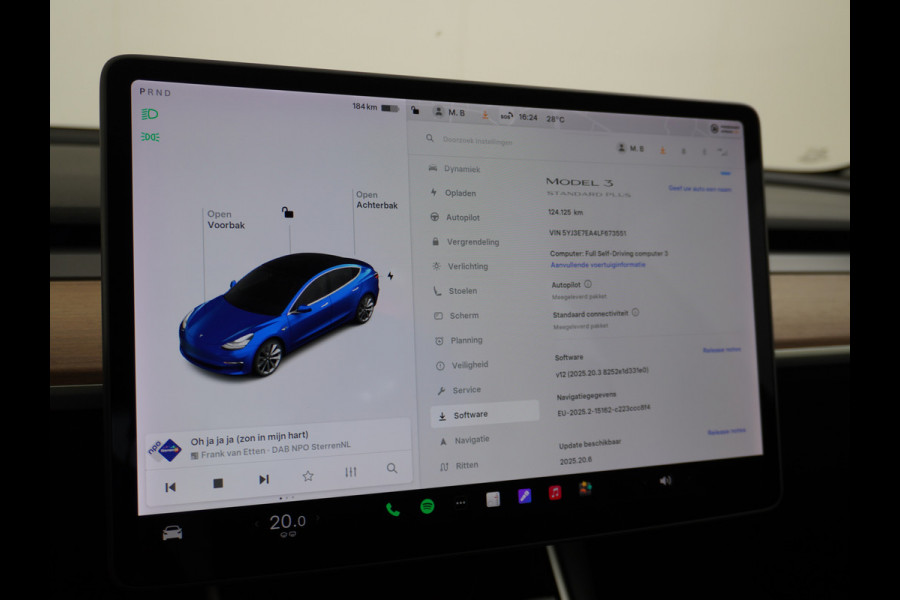 Tesla Model 3 RWD SR+ 60kWh 325PK FSD 3-Computer 18" AutoPilot Leder PanoDak Adaptive-Cruise Lmv Camera's Elektr.-Stuur+Stoelen+Spiegels+Geheu Navi LED Comfortstoelen ACC DAB Voorverwarmen interieur via App Keyless via Telefoonsleutel One-Pedal-Drive Origineel Nederlandse auto tot 11kw laden thuis! 1.584kg licht! Accu Garantie tot 02-06-2028/160.000km