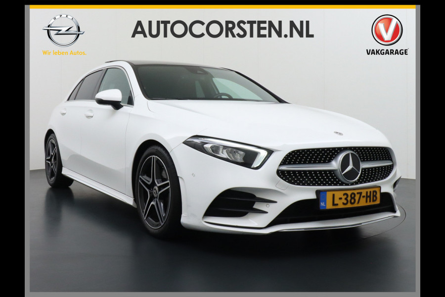 Mercedes-Benz A-Klasse 200 164PK Autom. AMG Line Navi premium Ecc Cruise control Panoramadak Stoelverwarming DAB Premium Plus Widescreen cockpit Multibeam led Rijstrooksensor Grootlicht-assisten Licht en zichtpakket Connected services Verkeersbord detectie WiFi Nieuwprijs €46.057,-