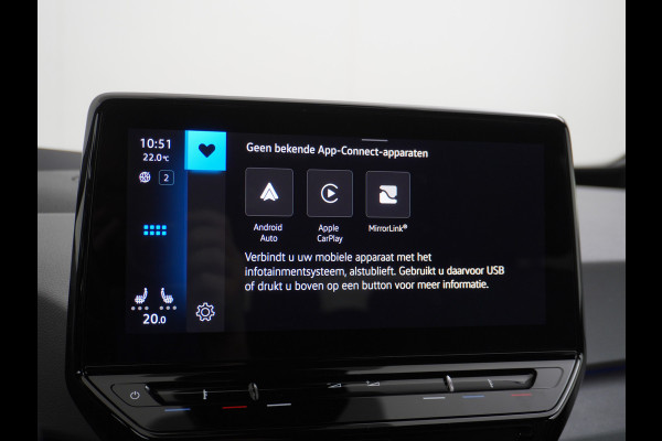 Volkswagen ID.3 Pro 58kWh Apple Carplay Android Auto HUD 360°Camera Adap.Cruise Stoelverwarming Keyless Advanced Matrix led-koplampen Multimedia Pakket Plus Comfort Pakket Design Pakket Lmv 19" Rijstrooksensor Matrix Led Dynamisch Sproeiers Verwarmd Verwarmbaar Stuur Assistance Pakket Plus Nieuwprijs €43.145,-