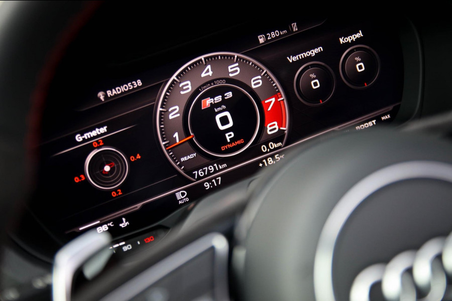 Audi A3 Sportback 2.5TFSI Quattro RS3 Facelift 400pk S-Tronic|Geen OPF|Nardo Grey|Keramisch|Virtual Cockpit|Panoramadak|LED Matrix