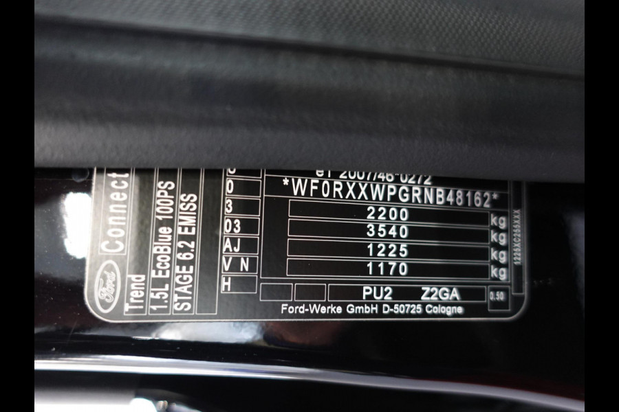Ford Transit Connect 1.5 L1 Trend Automaat Navigatie Airco Cruise control Parkeersensoren 3 Zits Camera