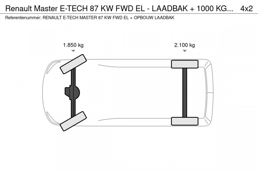 Renault Master E-TECH 87 KW FWD EL - LAADBAK + 1000 KG. LAADKLEP - WIELBASIS 4.22 METER