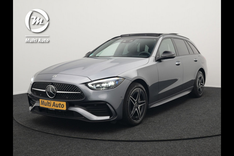 Mercedes-Benz C-Klasse Estate 300 e AMG Night Plug In Hybrid 320pk Dealer O.H. PHEV | Panodak | Trekhaak af Fabriek | Alcantara Sportstoelen Verwarmd | Sfeerverlichting | Navigatie | Apple Carplay | Virtual | Camera | DAB |