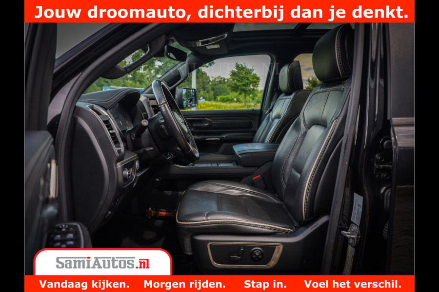 Dodge Ram 1500 Limited Night 5.7 V8 Hemi | Alle Opties | Black Edition | 4x4 Crew Cab | Comfortabele DC Dubbele Cabine met Royale 5 Zitplaatsen | KMC Wielen | Luchtvering | 360 Camera | Nappa Leer | Adaptieve Cruise |