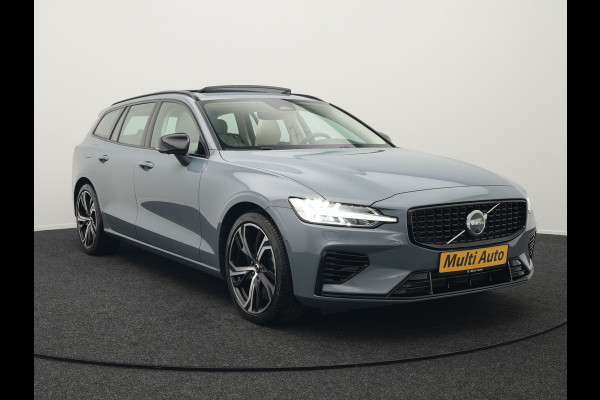 Volvo V60 T8 AWD Plus Dark Plug In Hybrid Thunder Grey 390pk Dealer O.H. Long Range PHEV | Panodak | Lederen Sportstoelen Memory | Pilot Assist | Google Assistant | Adaptive Cruise | Harman Kardon | Camera | Apple Carplay | Stoel & Stuurverwarming |