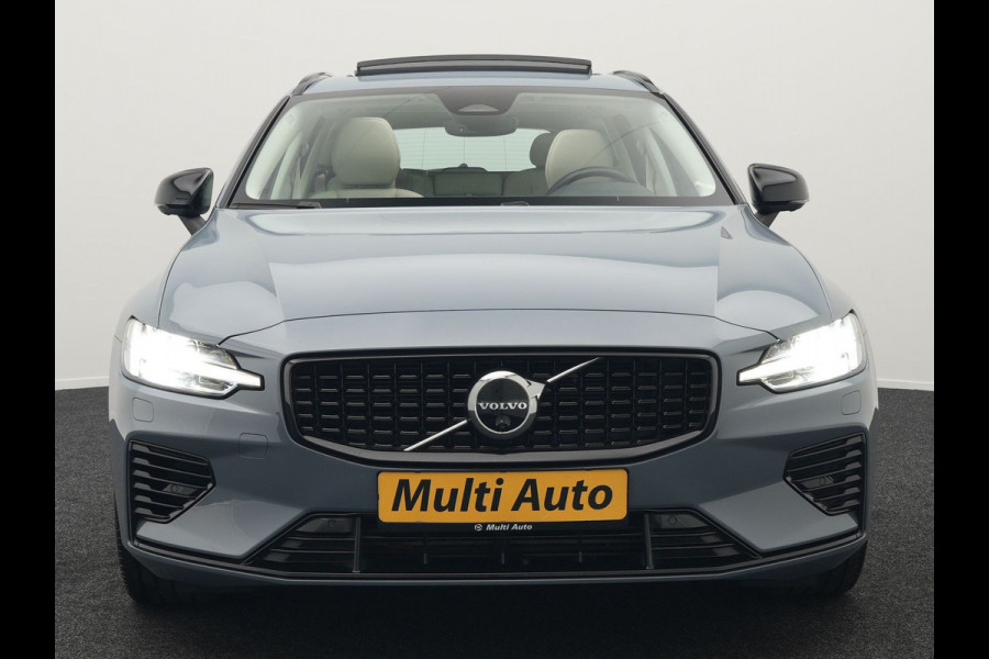 Volvo V60 T8 AWD Plus Dark Plug In Hybrid Thunder Grey 390pk Dealer O.H. Long Range PHEV | Panodak | Lederen Sportstoelen Memory | Pilot Assist | Google Assistant | Adaptive Cruise | Harman Kardon | Camera | Apple Carplay | Stoel & Stuurverwarming |