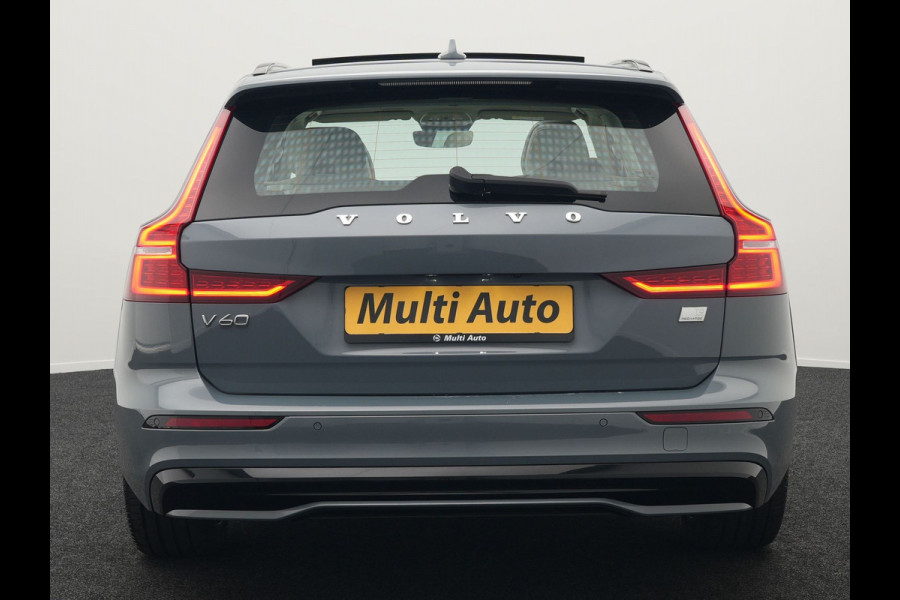 Volvo V60 T8 AWD Plus Dark Plug In Hybrid Thunder Grey 390pk Dealer O.H. Long Range PHEV | Panodak | Lederen Sportstoelen Memory | Pilot Assist | Google Assistant | Adaptive Cruise | Harman Kardon | Camera | Apple Carplay | Stoel & Stuurverwarming |