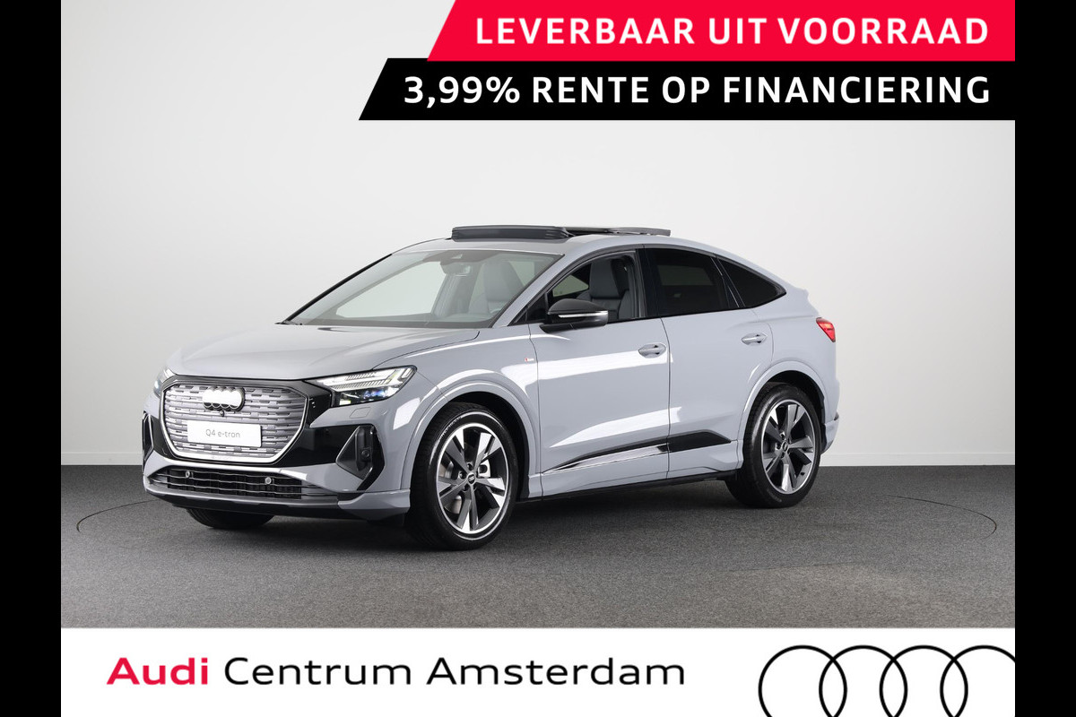 Audi Q4 Sportback e-tron 45 quattro S Edition 82 kWh panoramadak, achteruitrij camera, adaptive cruise control, optiek pakket zwart plus, privacy glass, lichtpakket, spiegelkappen zwart