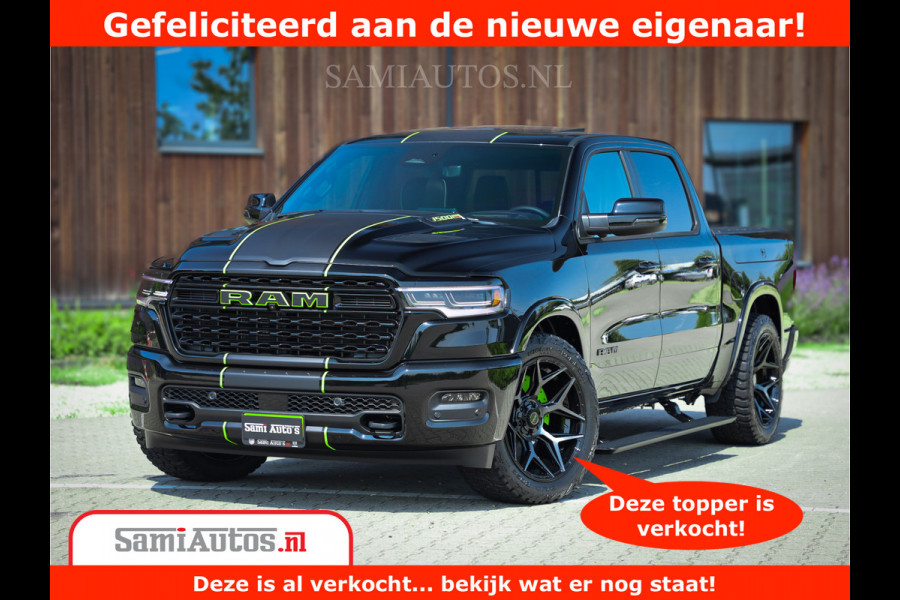 Dodge Ram 1500 Limited Night H.O 540HP 706Nm | Massage + Full Option | De Meest Luxe en Volle Pick-Up in zijn Klasse | Comfortabele Dubbele Cabine met Royale 5 Zitplaatsen | BPM vrij | Nu Leverbaar uit Voorraad | Voorraad Nr 2384 - 5408