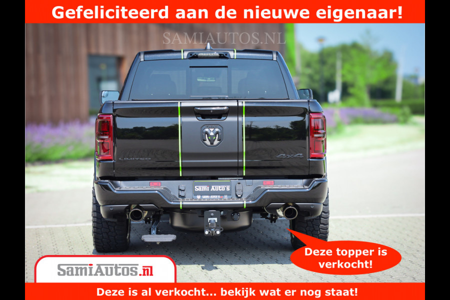 Dodge Ram 1500 Limited Night H.O 540HP 706Nm | Massage + Full Option | De Meest Luxe en Volle Pick-Up in zijn Klasse | Comfortabele Dubbele Cabine met Royale 5 Zitplaatsen | BPM vrij | Nu Leverbaar uit Voorraad | Voorraad Nr 2384 - 5408