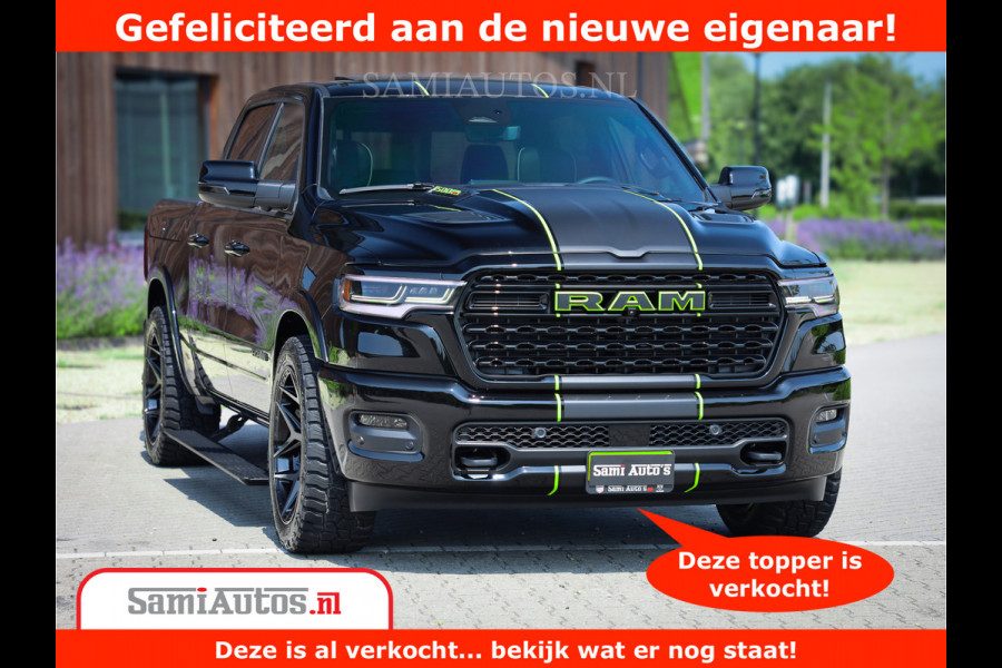 Dodge Ram 1500 Limited Night H.O 540HP 706Nm | Massage + Full Option | De Meest Luxe en Volle Pick-Up in zijn Klasse | Comfortabele Dubbele Cabine met Royale 5 Zitplaatsen | BPM vrij | Nu Leverbaar uit Voorraad | Voorraad Nr 2384 - 5408