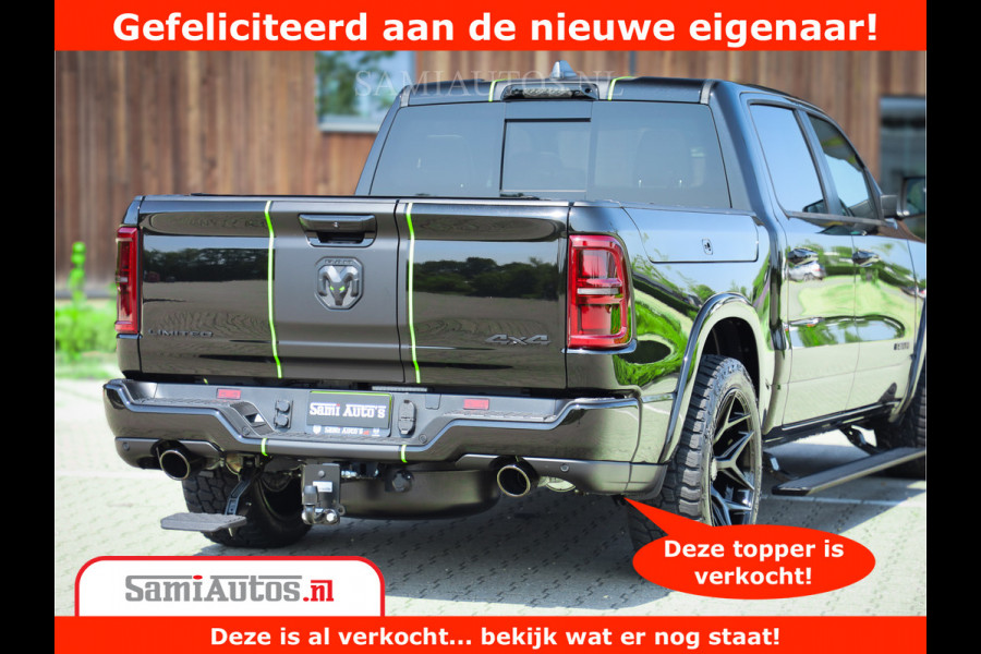 Dodge Ram 1500 Limited Night H.O 540HP 706Nm | Massage + Full Option | De Meest Luxe en Volle Pick-Up in zijn Klasse | Comfortabele Dubbele Cabine met Royale 5 Zitplaatsen | BPM vrij | Nu Leverbaar uit Voorraad | Voorraad Nr 2384 - 5408