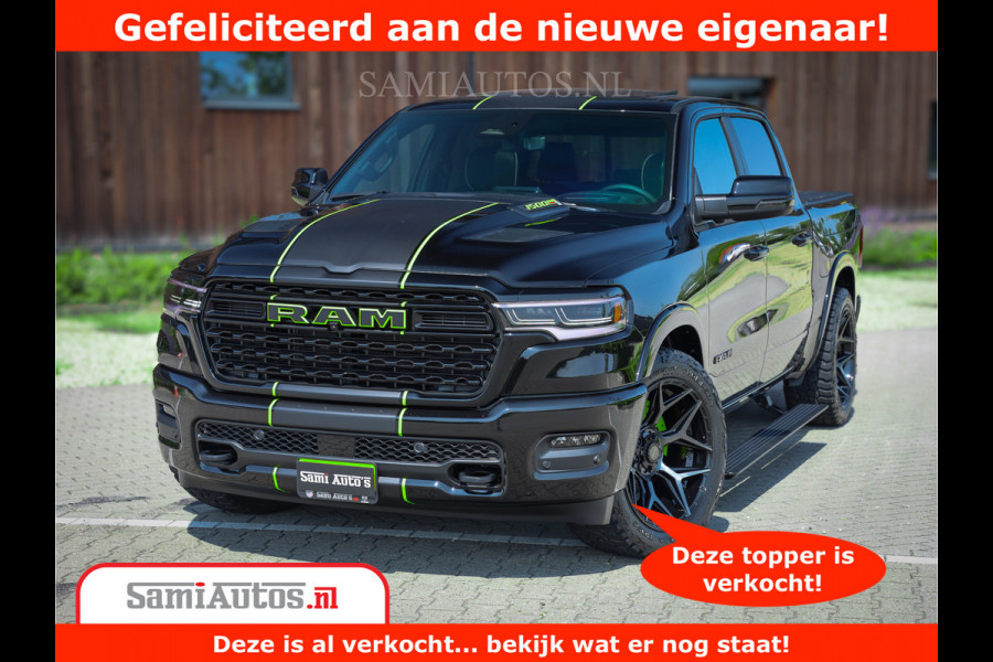 Dodge Ram 1500 Limited Night H.O 540HP 706Nm | Massage + Full Option | De Meest Luxe en Volle Pick-Up in zijn Klasse | Comfortabele Dubbele Cabine met Royale 5 Zitplaatsen | BPM vrij | Nu Leverbaar uit Voorraad | Voorraad Nr 2384 - 5408