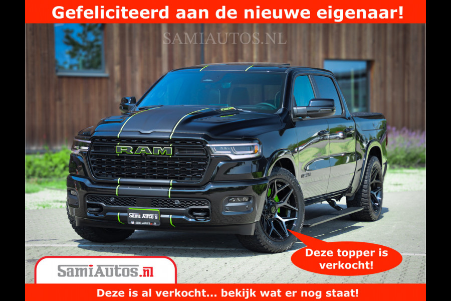 Dodge Ram 1500 Limited Night H.O 540HP 706Nm | Massage + Full Option | De Meest Luxe en Volle Pick-Up in zijn Klasse | Comfortabele Dubbele Cabine met Royale 5 Zitplaatsen | BPM vrij | Nu Leverbaar uit Voorraad | Voorraad Nr 2384 - 5408