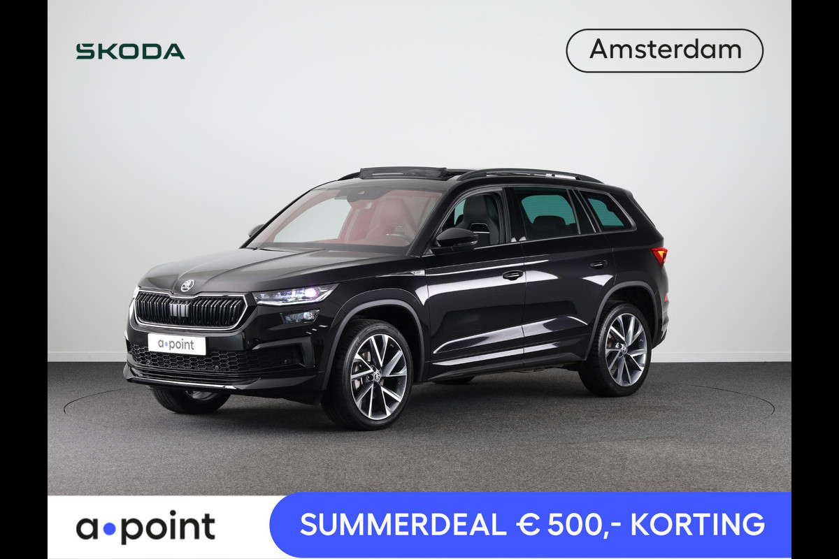 Škoda Kodiaq 1.5 TSI Sportline Business 7-zits 150pk DSG | Panoramadak | 20 inch lichtmetalen velgen | Trekhaak wegklapbaar | Verwarmbare voorstoelen Škoda Kodiaq 1.5 TSI Sportline Business 7-zits 150pk DSG | Panoramadak | 20 inch lichtmetalen velgen | Trekhaak wegklapbaar | Verwarmbare voorstoelen