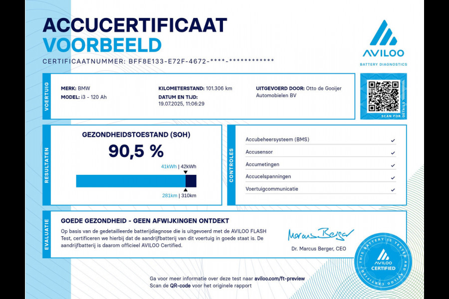 BMW i3 Basis 120Ah 42 kWh / SoH 90.5% / Camera / Navigatie / 19'' / Harman Kardon / Stoelverwarming / Cruise Control / Warmtepomp / Getint glas