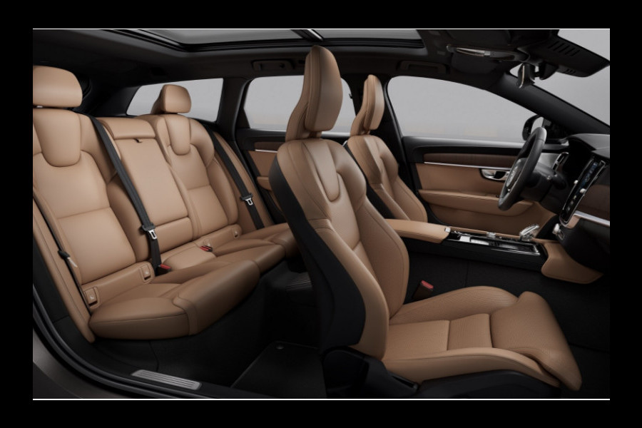 Volvo V90 2.0 T8 Plug-in hybrid AWD Ultra Executive Edition Wordt verwacht!/ Luchtvering/ Bowers & Wilkins/ Stoelventilatie/ Stoelmassage/ Gelamineerde ruiten rondom/ Stoelverwarming voor en achter/ Apple Carplay/ Android auto/ Adaptive cruise control/