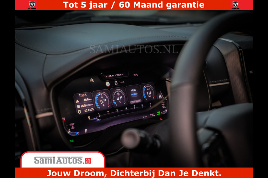 Dodge Ram 1500 Limited Night High Output 540HP 706Nm | Massage + Full Option | De Meest Luxe en Volle Pick-Up in zijn Klasse | Comfortabele Dubbele Cabine met Royale 5 Zitplaatsen | BPM vrij | Nu Leverbaar uit Voorraad | Voorraad Nr 2320 - 5138