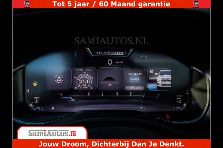 Dodge Ram 1500 Laramie Night | 420Pk 636 Nn | Extra Groot Scherm + Passagiers Scherm | Comfortabele Dubbele Cabine met Royale 5 Zitplaatsen | Nu Leverbaar uit Voorraad | Voorraad Nr 2223 - 5047