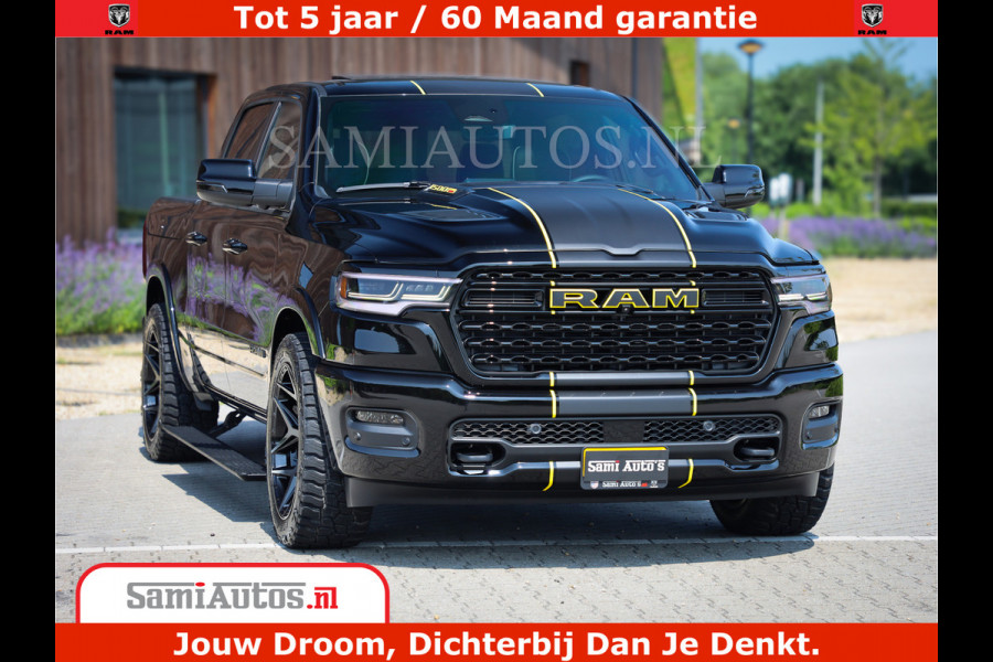 Dodge Ram 1500 Limited Night H.O 540HP 706Nm | Massage + Full Option | De Meest Luxe en Volle Pick-Up in zijn Klasse | Comfortabele Dubbele Cabine met Royale 5 Zitplaatsen | BPM vrij | Nu Leverbaar uit Voorraad | Voorraad Nr 2295 - 8559