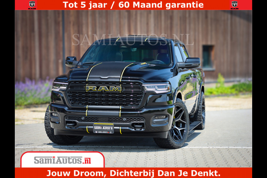 Dodge Ram 1500 Limited Night H.O 540HP 706Nm | Massage + Full Option | De Meest Luxe en Volle Pick-Up in zijn Klasse | Comfortabele Dubbele Cabine met Royale 5 Zitplaatsen | BPM vrij | Nu Leverbaar uit Voorraad | Voorraad Nr 2295 - 8559