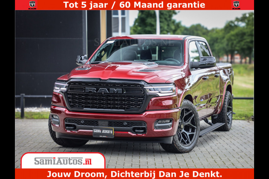 Dodge Ram 1500 Limited Night H.O 540HP 706Nm | Massage + Full Option | De Meest Luxe en Volle Pick-Up in zijn Klasse | Comfortabele Dubbele Cabine met Royale 5 Zitplaatsen | BPM vrij | Nu Leverbaar uit Voorraad | Voorraad Nr 2302 - 7425