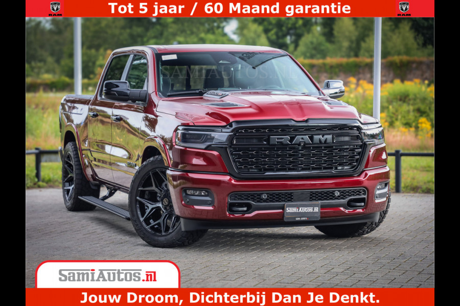 Dodge Ram 1500 Limited Night H.O 540HP 706Nm | Massage + Full Option | De Meest Luxe en Volle Pick-Up in zijn Klasse | Comfortabele Dubbele Cabine met Royale 5 Zitplaatsen | BPM vrij | Nu Leverbaar uit Voorraad | Voorraad Nr 2302 - 7425