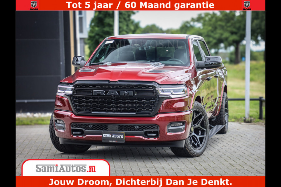 Dodge Ram 1500 Limited Night H.O 540HP 706Nm | Massage + Full Option | De Meest Luxe en Volle Pick-Up in zijn Klasse | Comfortabele Dubbele Cabine met Royale 5 Zitplaatsen | BPM vrij | Nu Leverbaar uit Voorraad | Voorraad Nr 2302 - 7425