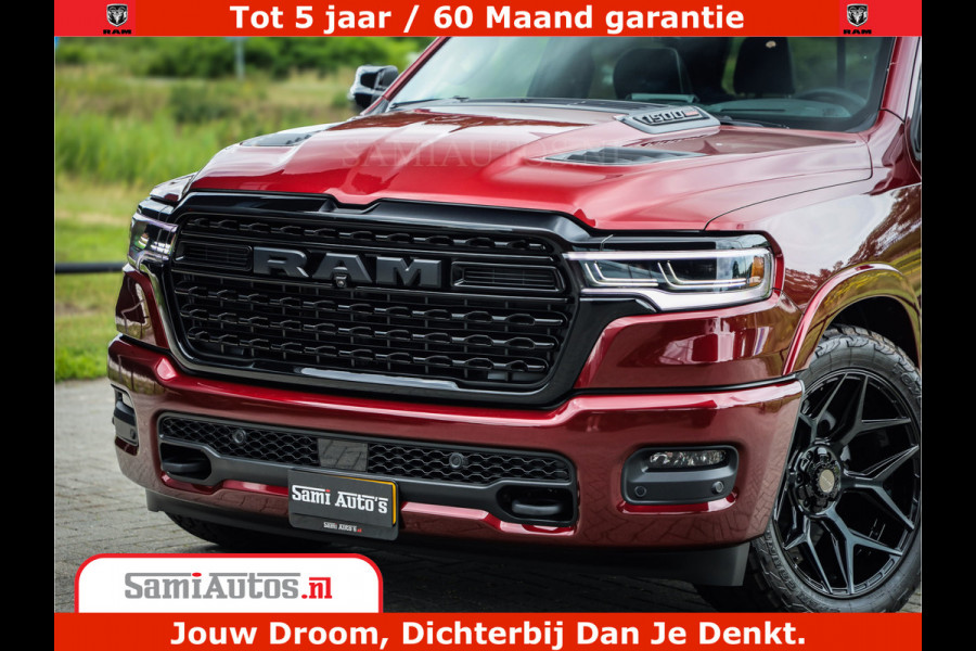 Dodge Ram 1500 Limited Night H.O 540HP 706Nm | Massage + Full Option | De Meest Luxe en Volle Pick-Up in zijn Klasse | Comfortabele Dubbele Cabine met Royale 5 Zitplaatsen | BPM vrij | Nu Leverbaar uit Voorraad | Voorraad Nr 2302 - 7425