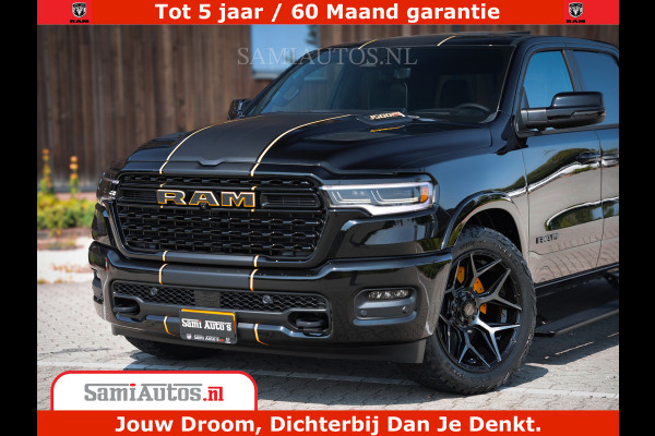 Dodge Ram 1500 Limited Night H.O 540HP 706Nm | Massage + Full Option | De Meest Luxe en Volle Pick-Up in zijn Klasse | Comfortabele Dubbele Cabine met Royale 5 Zitplaatsen | BPM vrij | Nu Leverbaar uit Voorraad | Voorraad Nr 2353 - 5412