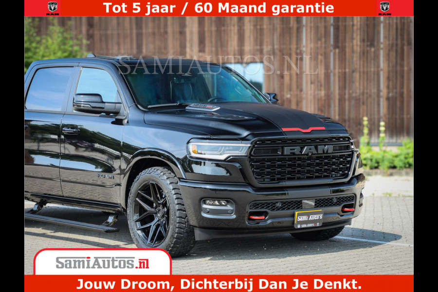 Dodge Ram 1500 Limited Night High Output 540HP 706Nm | Massage + Full Option | De Meest Luxe en Volle Pick-Up in zijn Klasse | Comfortabele Dubbele Cabine met Royale 5 Zitplaatsen | BPM vrij | Nu Leverbaar uit Voorraad | Voorraad Nr 2331 - 5133