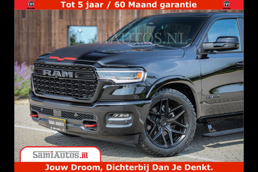 Dodge Ram 1500 Limited Night High Output 540HP 706Nm | Massage + Full Option | De Meest Luxe en Volle Pick-Up in zijn Klasse | Comfortabele Dubbele Cabine met Royale 5 Zitplaatsen | BPM vrij | Nu Leverbaar uit Voorraad | Voorraad Nr 2331 - 5133