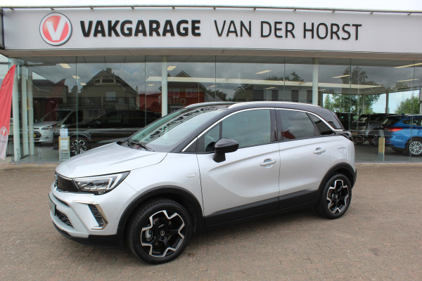 Opel Crossland 1.2-110pk Turbo 'Elegance'. Mooie en luxe hoogzitter met weinig km's ! Volautm. airco dual, cruise control, camera, comfortstoelen, metallic lak,  LM wielen, navigatie, telefoonvoorb., lane- en side assist, parkeersensoren v+a,  LED verlichting  etc.