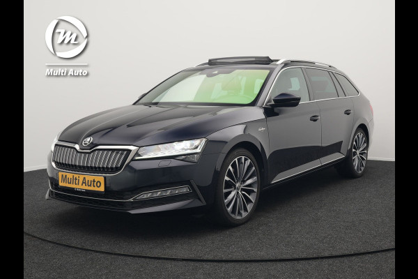 Škoda Superb Combi 1.4 TSI iV Lauren & Klement Plug In Hybrid 218pk Dealer O.H PHEV | Panodak | Adaptive Cruise | Camera | Lederen Sportstoelen Memory & Ventilatie |  Crystal LED | Apple Carplay | Lane Assist | Stoelverwarming | Navigatie |  DAB |